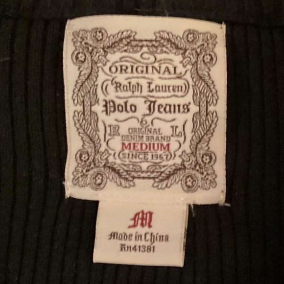 RALPH LAUREN Quarter Zip Ribbed Knit Sweater Black & Red - Picture 7 of 9